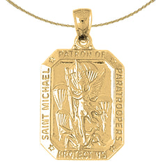 Sterling Silver St. Michael Pendant (Rhodium or Yellow Gold-plated)