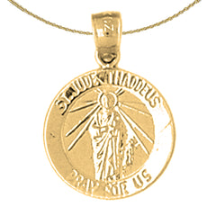 Sterling Silver St. Jude Pendant (Rhodium or Yellow Gold-plated)