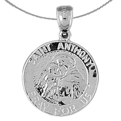 Sterling Silver St. Anthony Pendant (Rhodium or Yellow Gold-plated)