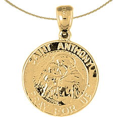 Sterling Silver St. Anthony Pendant (Rhodium or Yellow Gold-plated)