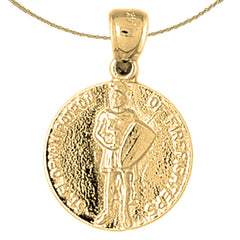 Anhänger St. Florian aus Sterlingsilber (rhodiniert oder gelbvergoldet)