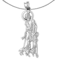 Sterling Silver St. Lazarus Pendant (Rhodium or Yellow Gold-plated)
