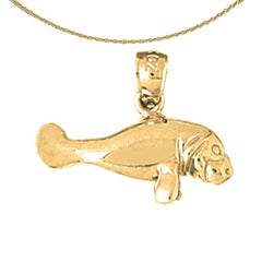 Colgante de manatí de plata de ley (bañado en rodio o oro amarillo)