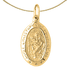 Sterling Silver St. Christopher Pendant (Rhodium or Yellow Gold-plated)