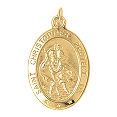 Yellow Gold-plated Silver St. Christopher Pendant