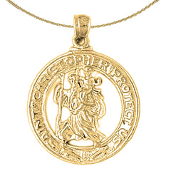 Sterling Silver St. Christopher Pendant (Rhodium or Yellow Gold-plated)