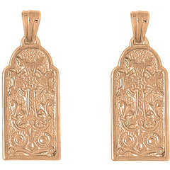 14K or 18K Gold 40mm Armenian Cross Earrings