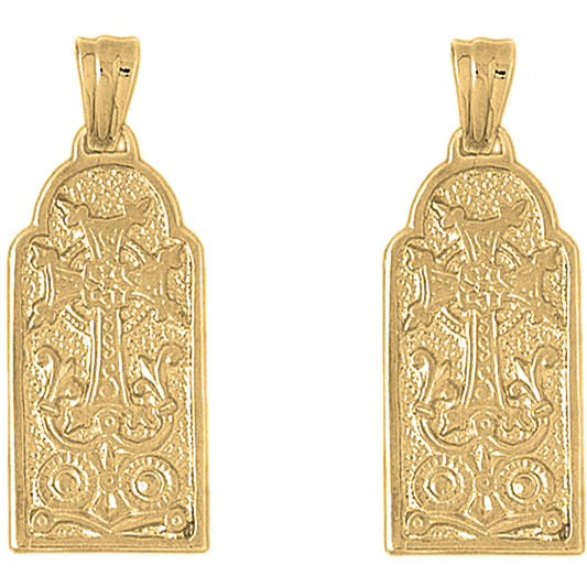 14K or 18K Gold 40mm Armenian Cross Earrings