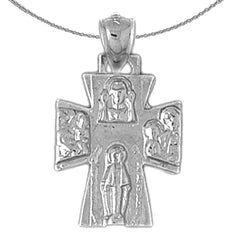 Sterling Silver Cross Pendant (Rhodium or Yellow Gold-plated)