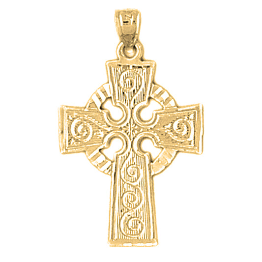 Yellow Gold-plated Silver Celtic Cross Pendant