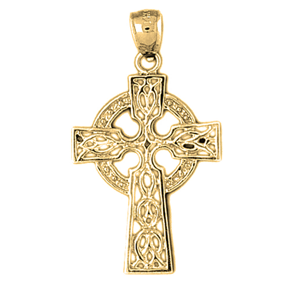 Yellow Gold-plated Silver Celtic Cross Pendant