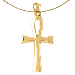 Sterling Silver Ankh Cross Pendant (Rhodium or Yellow Gold-plated)