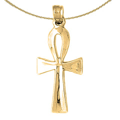 Sterling Silver Ankh Cross Pendant (Rhodium or Yellow Gold-plated)