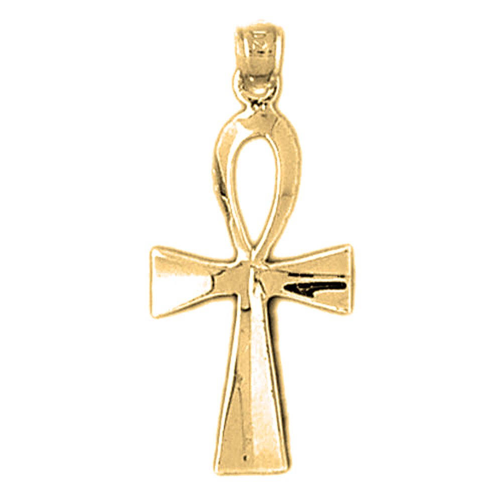 Yellow Gold-plated Silver Ankh Cross Pendant