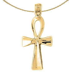 Colgante de cruz Ankh de plata de ley (bañado en rodio o oro amarillo)