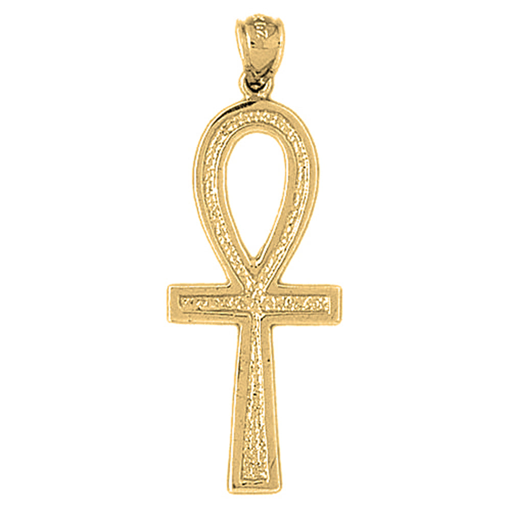 Yellow Gold-plated Silver Ankh Cross Pendant