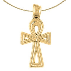 Sterling Silver Ankh Cross Pendant (Rhodium or Yellow Gold-plated)