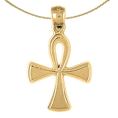 Colgante de cruz Ankh de plata de ley (bañado en rodio o oro amarillo)