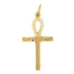 Yellow Gold-plated Silver Ankh Cross Pendant