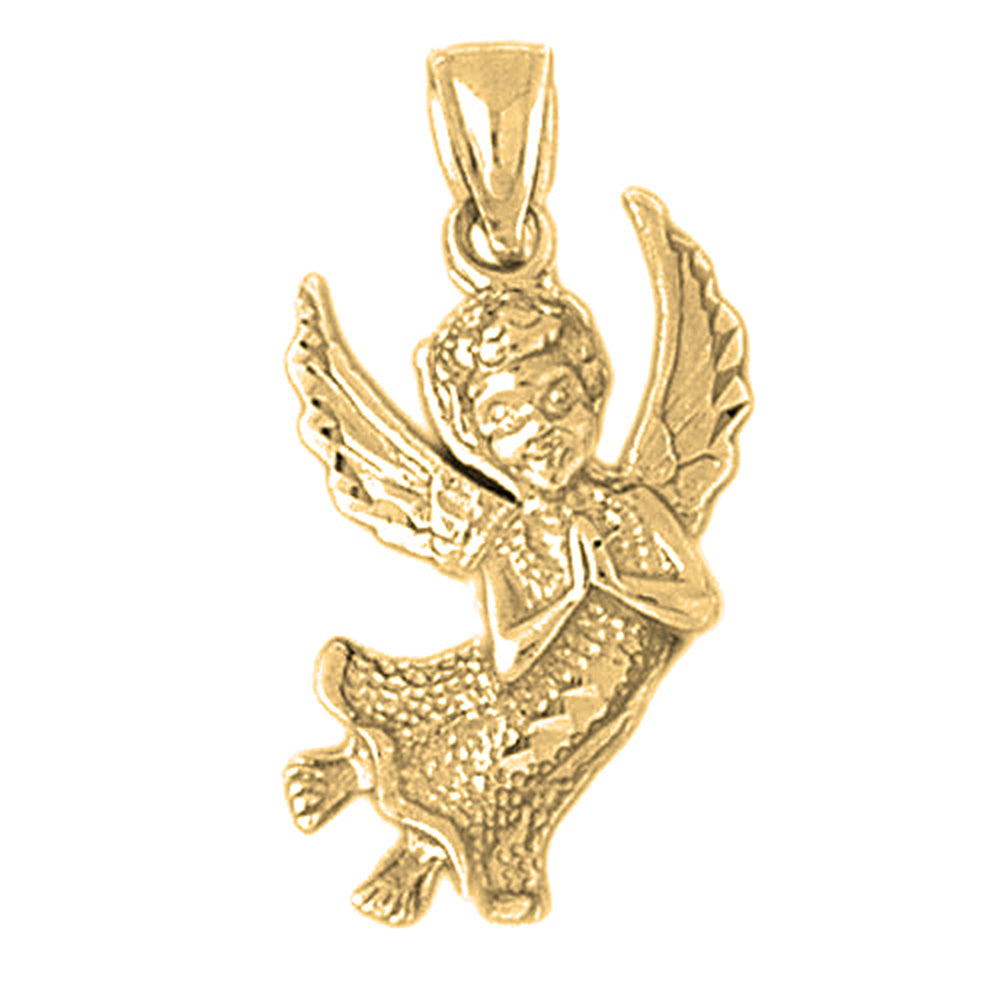 Yellow Gold-plated Silver Angel Pendant