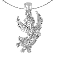 Sterling Silver Angel Pendant (Rhodium or Yellow Gold-plated)