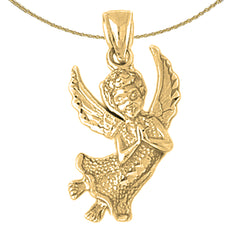 Sterling Silver Angel Pendant (Rhodium or Yellow Gold-plated)