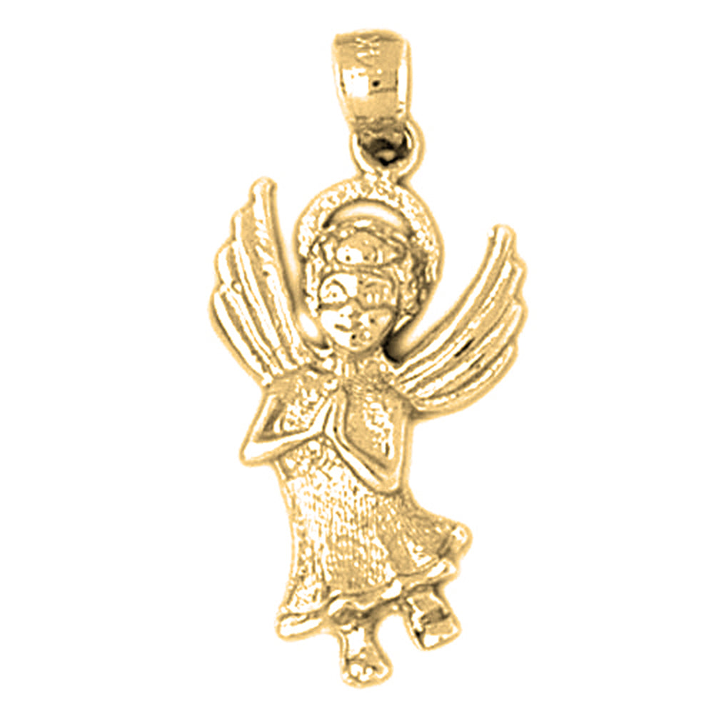 Yellow Gold-plated Silver Angel Pendant