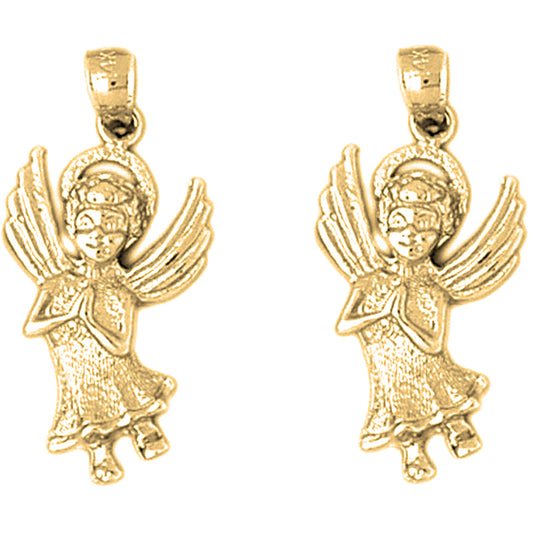 14K or 18K Gold 28mm Angel Earrings
