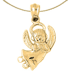 Sterling Silver Angel Pendant (Rhodium or Yellow Gold-plated)