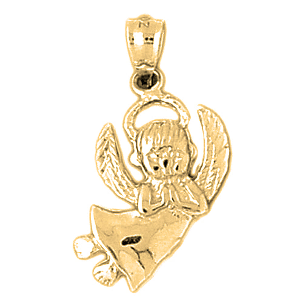 Yellow Gold-plated Silver Angel Pendant