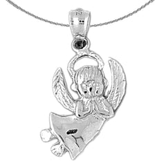 Sterling Silver Angel Pendant (Rhodium or Yellow Gold-plated)