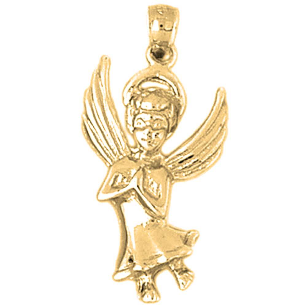 Yellow Gold-plated Silver Angel Pendant