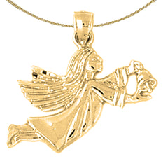 Sterling Silver Angel Pendant (Rhodium or Yellow Gold-plated)