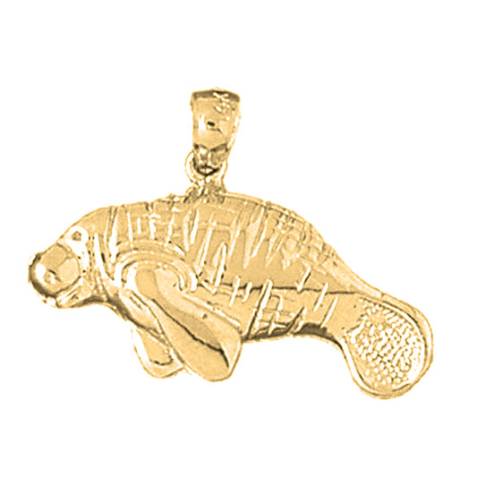 Yellow Gold-plated Silver Manatee Pendant
