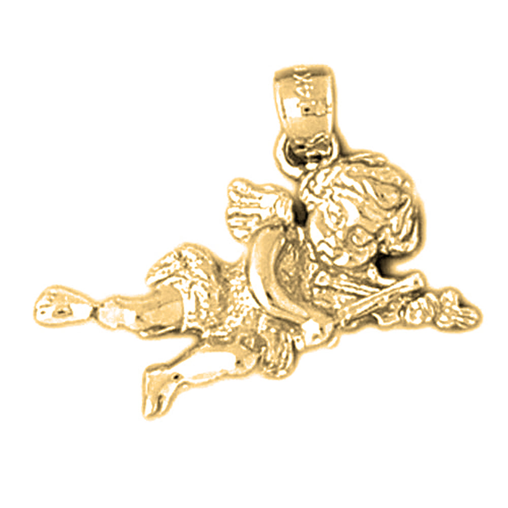 Yellow Gold-plated Silver Angel Pendant