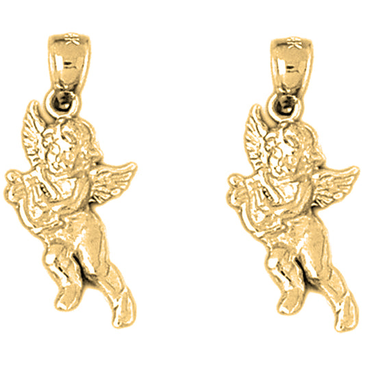 14K or 18K Gold 26mm Angel Earrings