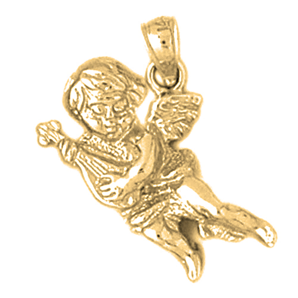 Yellow Gold-plated Silver Angel Pendant