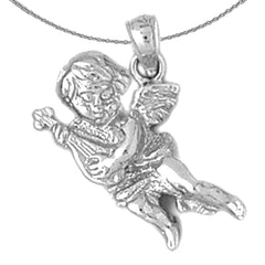 Sterling Silver Angel Pendant (Rhodium or Yellow Gold-plated)