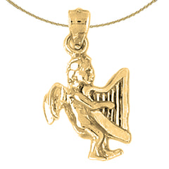 Sterling Silver Angel Pendant (Rhodium or Yellow Gold-plated)