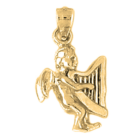 Yellow Gold-plated Silver Angel Pendant