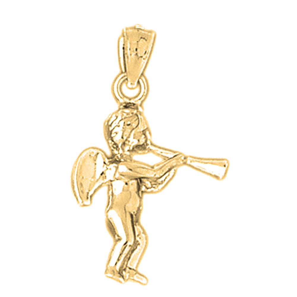 Yellow Gold-plated Silver Angel Pendant