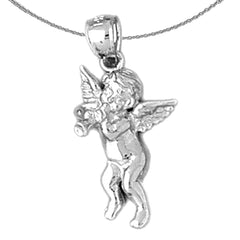 Sterling Silver Angel Pendant (Rhodium or Yellow Gold-plated)