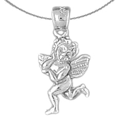 Sterling Silver Angel 3D Pendant (Rhodium or Yellow Gold-plated)