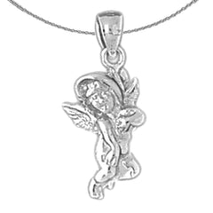 Sterling Silver Angel Pendant (Rhodium or Yellow Gold-plated)