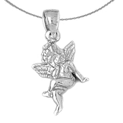 Sterling Silver Angel 3D Pendant (Rhodium or Yellow Gold-plated)