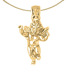 Sterling Silver Angel 3D Pendant (Rhodium or Yellow Gold-plated)