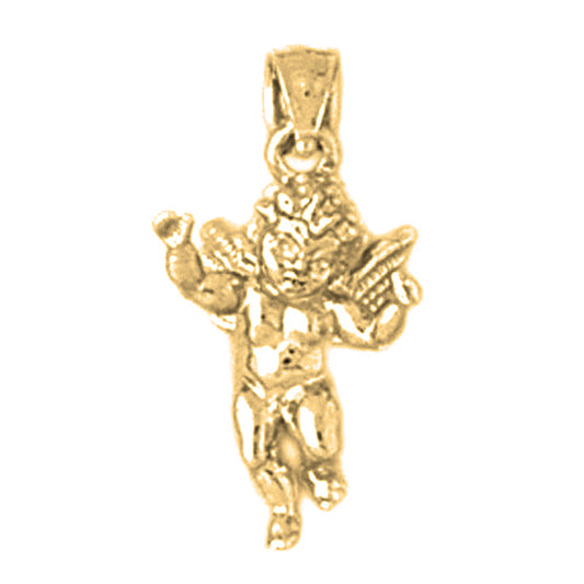 Yellow Gold-plated Silver Angel 3D Pendant