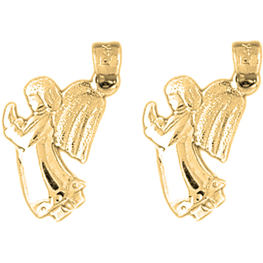 14K or 18K Gold 21mm Angel Earrings