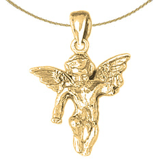 Colgante 3D de ángel de plata de ley (bañado en rodio o oro amarillo)