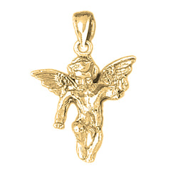 Yellow Gold-plated Silver Angel 3D Pendant